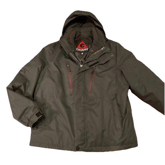 Gerry Sz L Gray 3 In 1 Coat W/ Zip Out Burgundy Jacket Hooded Ski Winter Puffer - Picture 6 of 16
